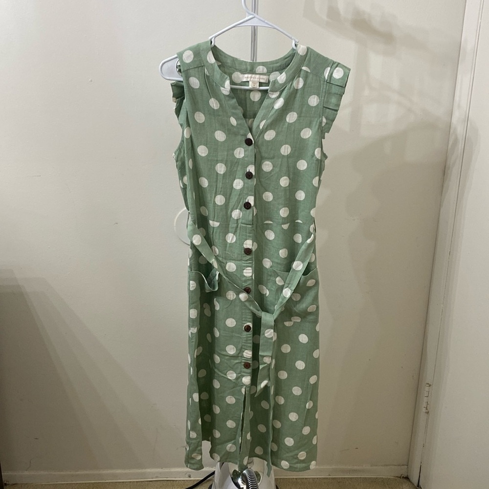 Monteau Green Polka Dot Dress